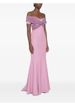 ALESSANDRO LEGORA off-shoulder draped-detailing maxi dress - Purple