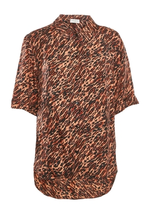 SANDRO animal-print short-sleeve shirt - Brown