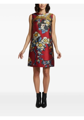 DSQUARED2 Geisha and crane motif jacquard shift mini dress