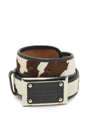 Dolce & Gabbana Pre-Owned logo-plaque calf hair belt - Brown