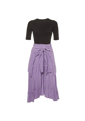 Maje bow-print tie-waist midi dress - Purple