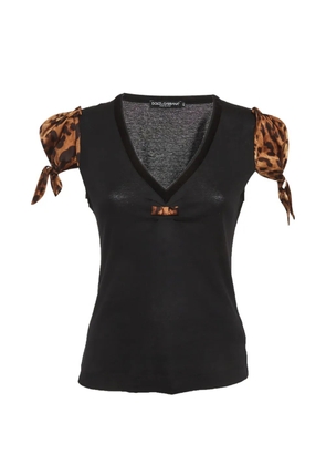 Dolce & Gabbana Pre-Owned leopard-print bow-detail top - Black