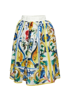 Dolce & Gabbana Pre-Owned Majolica-print midi skirt - White