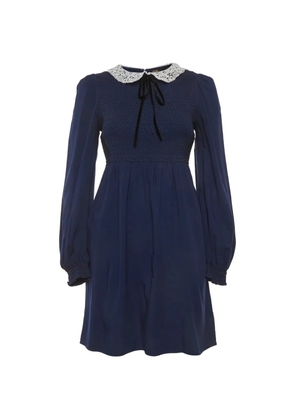 Maje smocked guipure-collar mini dress - Blue