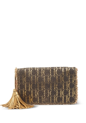 Carolina Herrera Vintage tassel flap clutch bag - Brown