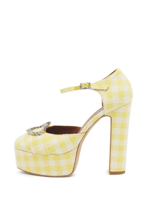 Malone Souliers Camille gingham platform pumps - Yellow