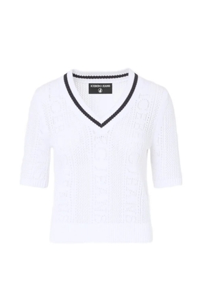 Iceberg pointelle-knit V-neck sweater - White