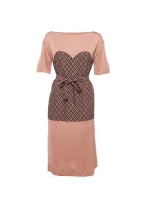 Louis Vuitton Pre-Owned belted layered-effect midi dress - Pink