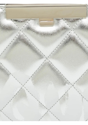 Alexander McQueen Pre-Owned Jewelled Knuckle quilted clutch bag - Silver