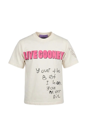 B WOOD puff-print graphic T-shirt - Neutrals