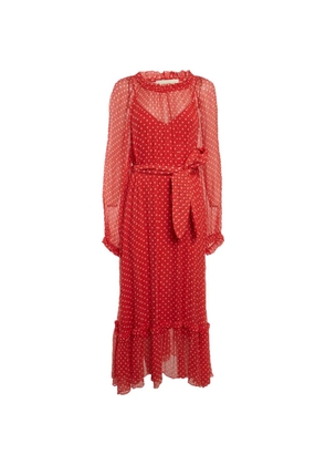 ZIMMERMANN polka-dot ruffled midi dress - Red