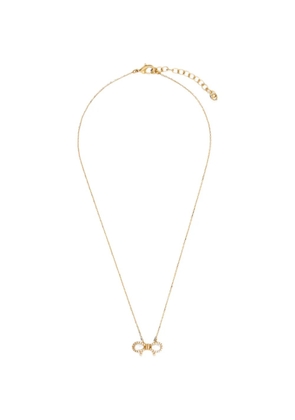Ferragamo Vara crystal-embellished bow necklace - Gold