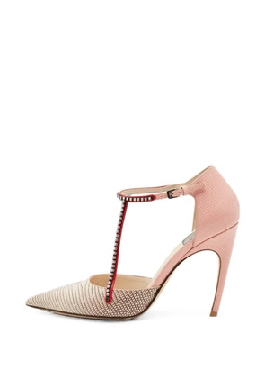 Christian Dior Pre-Owned crystal-embellished T-bar heeled pumps - Pink