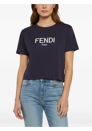 Fendi Pre-Owned logo-embroidered crew-neck T-shirt - Blue