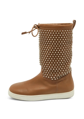 Christian Louboutin Pre-Owned Surlapony spiked boots - Brown