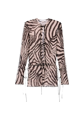 IRO Trecy zebra-print ruffled-trim top - Neutrals