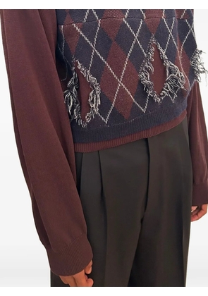 Magliano x 247 Uncle distressed argyle-intarsia sweater - Brown