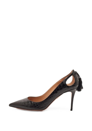 Aquazzura croc-embossed tassel pumps - Black