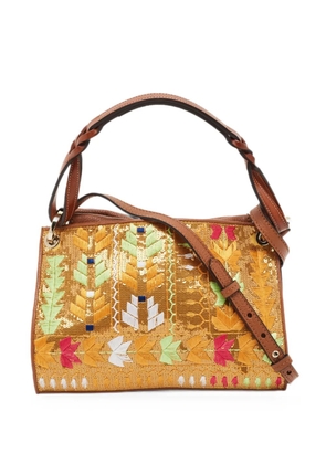 Etro Pre-Owned sequin-embellished embroidered cross body bag - Gold