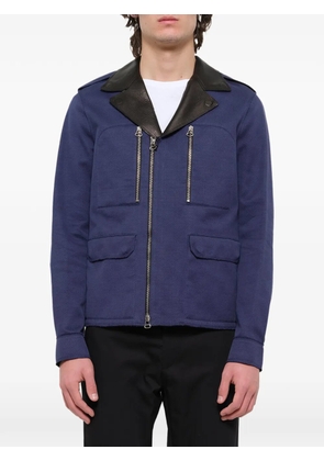 Lanvin leather-trim zip-up jacket - Blue