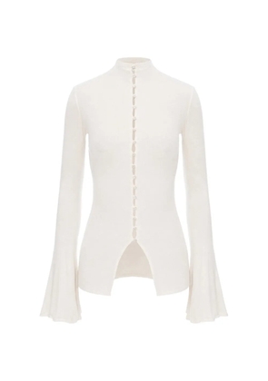 MANURÍ Leyla embellished-button flared-sleeve blouse - White