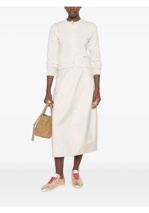 A.P.C. logo-embroidered ribbed-trim cardigan - Neutrals