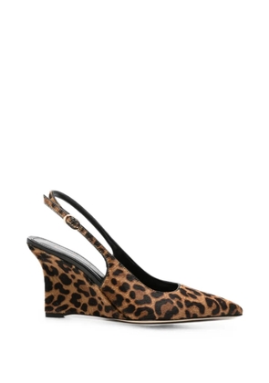 Stuart Weitzman Vinnie leopard-print wedge pumps - Brown