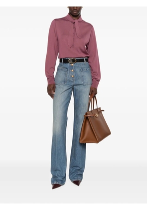 Valentino Garavani tie-neck button-up polo shirt - Purple