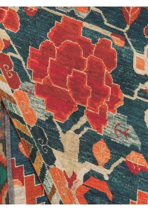 Pierre-Louis Mascia floral-print geometric-border scarf - Red