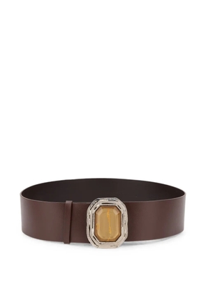 Alberta Ferretti embellished-buckle leather belt - Brown