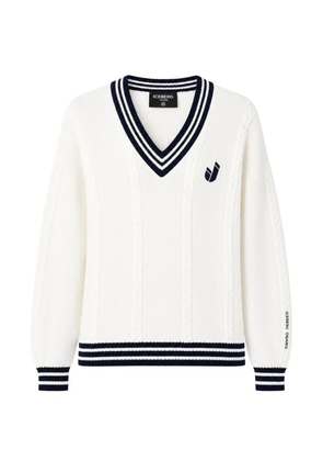 Iceberg cable-knit striped-trim knitwear - White