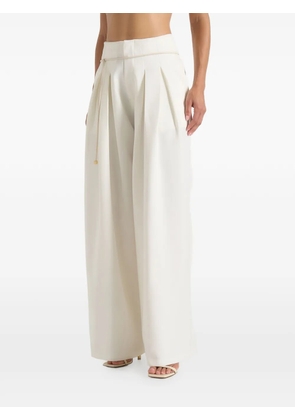 Manière De Voir Flora box-pleat wide-leg belted pants - Neutrals