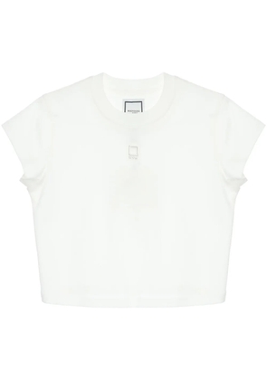 Wooyoungmi logo-appliqué cropped T-shirt - White