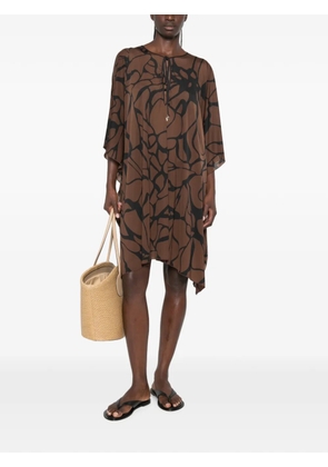 Fisico abstract-print cold-shoulder mini dress - Brown