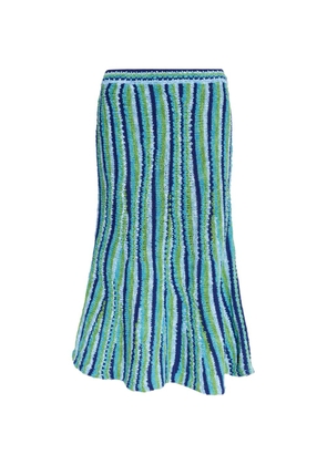 Tory Burch crochet-knit striped midi skirt - Blue