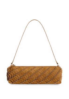 Rabanne disc-embellished leather shoulder bag - Brown
