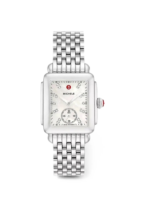MICHELE Deco square-face 29mm watch - White