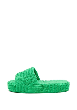 Bottega Veneta Pre-Owned Intrecciato-effect towelling slides - Green