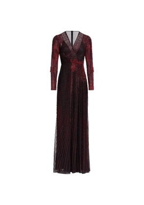 Elie Saab bead-embroidered wrap-style maxi dress - Black
