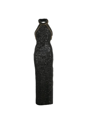 Balmain Pre-Owned sequin chain-detail maxi dress - Black