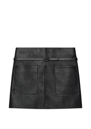 Courrèges belted patch-pocket leather mini skirt - Black