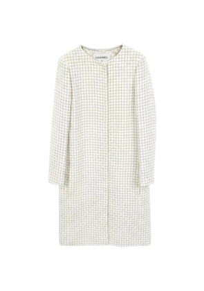 CHANEL Pre-Owned 1986-1988 check tweed coat - White