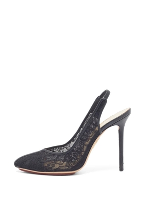 Charlotte Olympia lace slingback pumps - Black