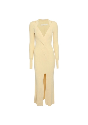 Dion Lee twist-detail rib-knit midi dress - Yellow