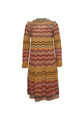 Missoni Pre-Owned ruffled zigzag-knit midi dress - Neutrals