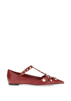 Valentino Garavani Studdy pyramid-stud flat pumps - Red