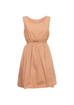 Miu Miu Pre-Owned logo-embroidered mini dress - Neutrals