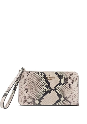 Kate Spade snakeskin-print leather clutch bag - Pink