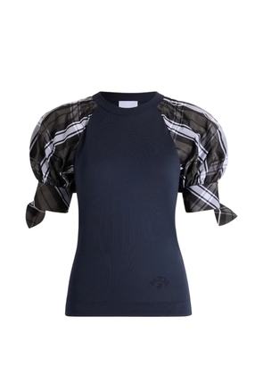 Patou check-print tie-sleeve T-shirt - Blue