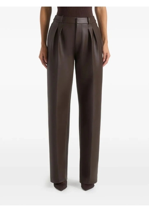 Manière De Voir pleated faux-leather trousers - Brown